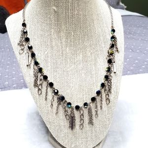 Touchstone Crystal Black Fringe Collar Necklace